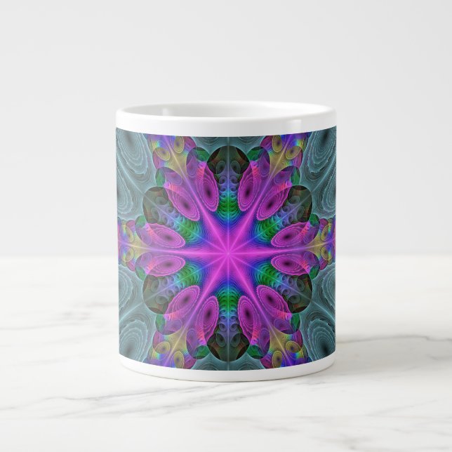 Mandala Colourful Striking Fractal Art Kaleidoscop Large Coffee Mug (Front)