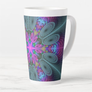 Mandala Colourful Striking Fractal Art Kaleidoscop Latte Mug