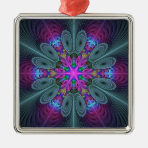 Mandala Colourful Striking Fractal Art Kaleidoscop Metal Tree Decoration