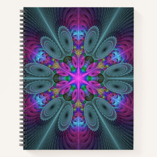 Mandala Colourful Striking Fractal Art Kaleidoscop Notebook