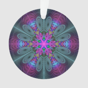Mandala Colourful Striking Fractal Art Kaleidoscop Ornament