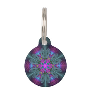 Mandala Colourful Striking Fractal Art Kaleidoscop Pet Tag