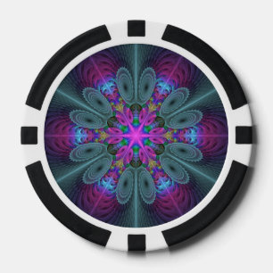 Mandala Colourful Striking Fractal Art Kaleidoscop Poker Chips