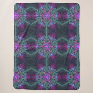 Mandala Colourful Striking Fractal Art Kaleidoscop Sherpa Blanket