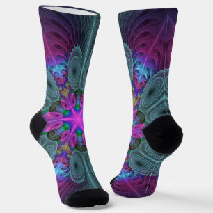 Mandala Colourful Striking Fractal Art Kaleidoscop Socks