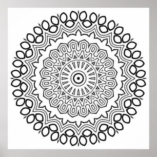 Mandala Colouring Page with Petal Ring Layers Art Poster
