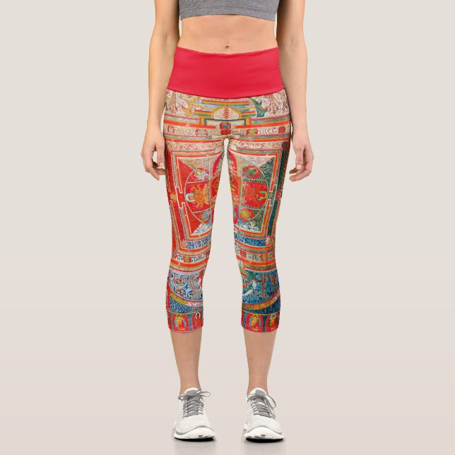 Mandala Cosmic Diagram for Meditation Capri Leggings (Front)