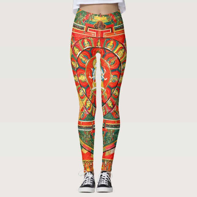 Mandala Cosmic Diagram for Meditation Leggings (Front)