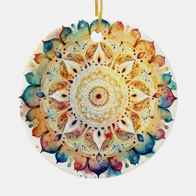 Mandala Cosmic Visionary Art Ceramic Ornament (Front)
