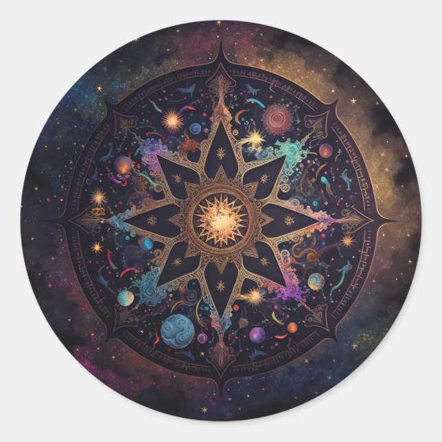Mandala Cosmic Visionary Art Classic Round Sticker (Front)