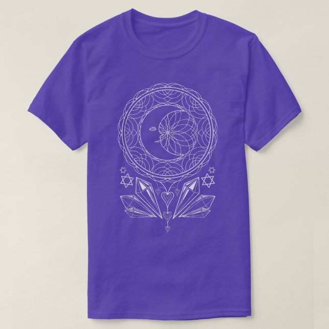 Mandala Crescent Moon Witchcraft Crystals Pagan Oc T-Shirt (Design Front)