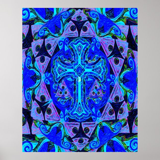 Mandala Cross by Amelia Carrie Poster (Front)
