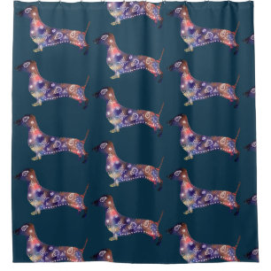 Mandala dachshund art Shower Curtain