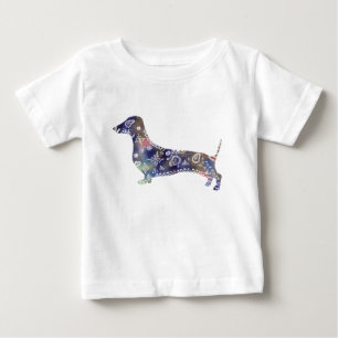 Mandala Dachshund Fine Jersey T-Shirt, White Baby T-Shirt