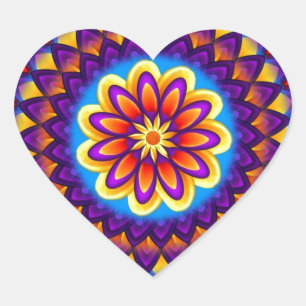 Mandala Dahlia Heart Sticker