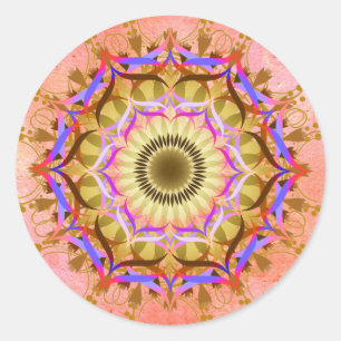 Mandala Damask Lotus Flower Art Elegant Classic Round Sticker