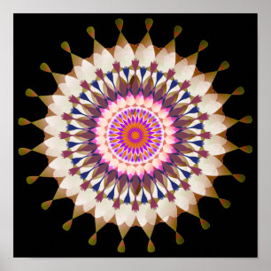 Mandala Damask Lotus Flower Art Elegant Poster