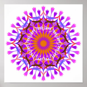 Mandala Damask Lotus Flower Art Elegant Poster