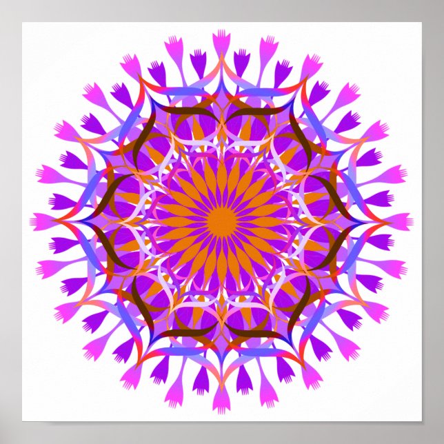 Mandala Damask Lotus Flower Art Elegant Poster (Front)
