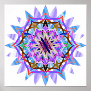 Mandala Damask Lotus Flower Art Elegant Poster