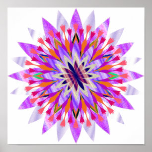 Mandala Damask Lotus Flower Art Elegant Poster