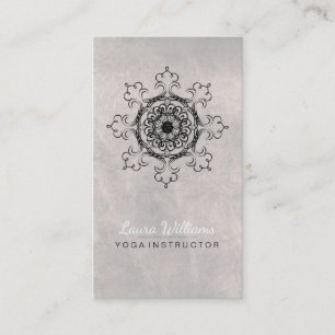 Mandala Damask Lotus Flower Meditation Black White Business Card