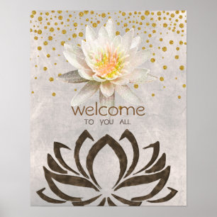 Mandala Damask Lotus Welcome Yoga Meditation Poster