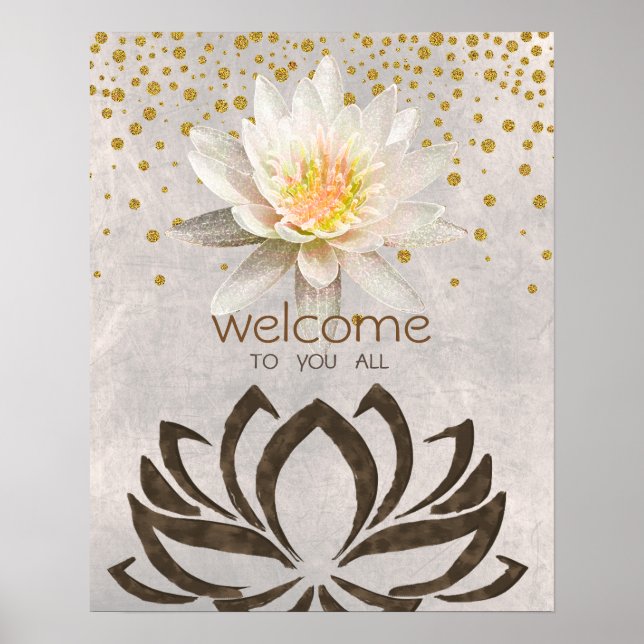 Mandala Damask  Lotus Welcome Yoga Meditation Poster (Front)