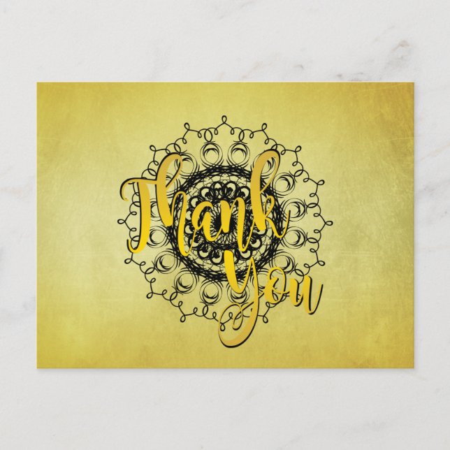 Mandala Damask Thank You Yoga Meditation Health Postcard (Front)