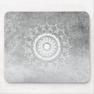 Mandala Damask Watercolor Yoga Black and White Mouse Mat