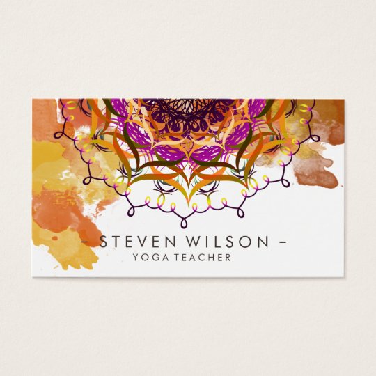 Mandala Damask Yoga Meditation Holistic Massage Business Card