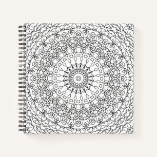 Mandala decoration black white ornamental abstract notebook