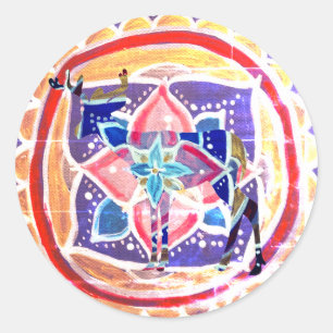 Mandala deer Classic Round Sticker, Glossy Sticker