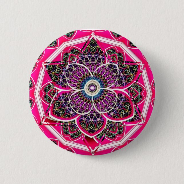 Mandala design 6 cm round badge (Front)