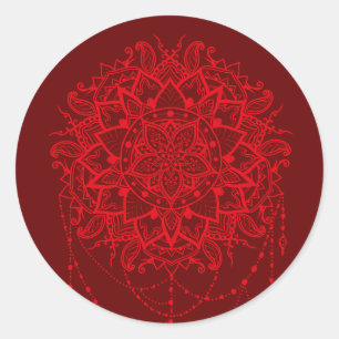 Mandala design burgundy Indian Classic Round Sticker
