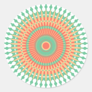 Mandala design green, orange Indian Classic Round Sticker