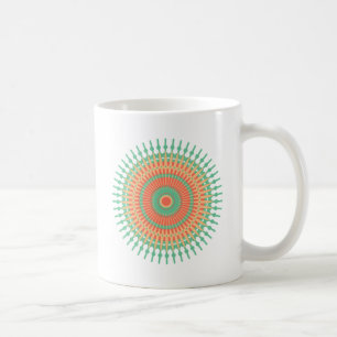 Mandala design green, orange Indian Coffee Mug