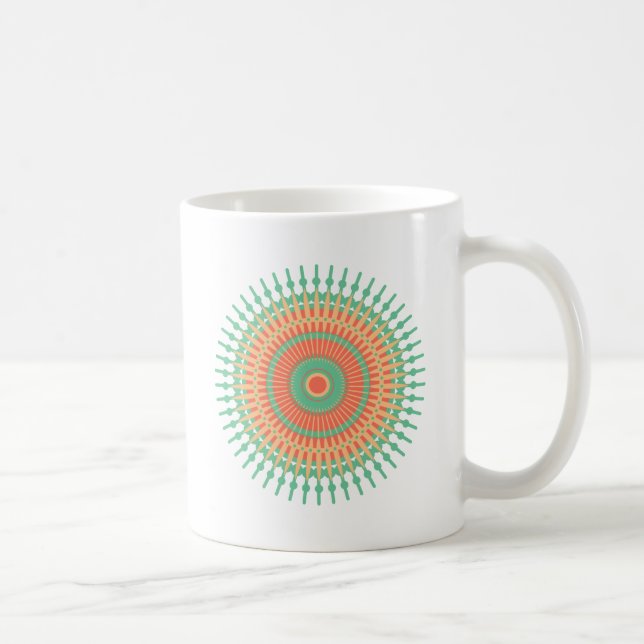 Mandala design green, orange Indian Coffee Mug (Right)