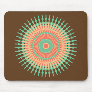 Mandala design green, orange Indian Mouse Mat