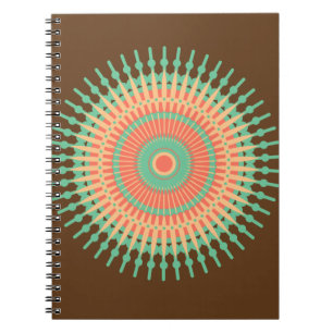Mandala design green, orange Indian Notebook