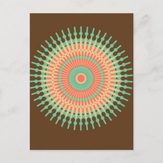 Mandala design green, orange Indian Postcard