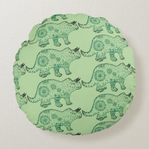 Mandala Dinosaur Art Round cushion