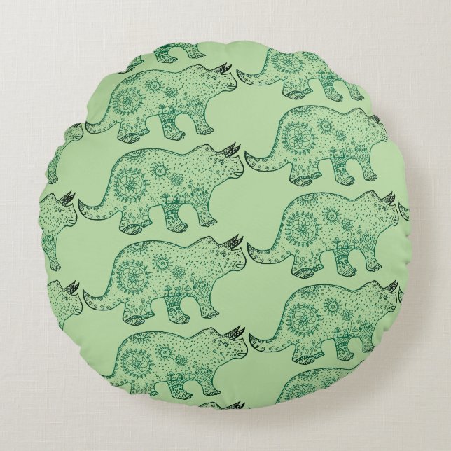 Mandala Dinosaur Art  Round cushion (Front)
