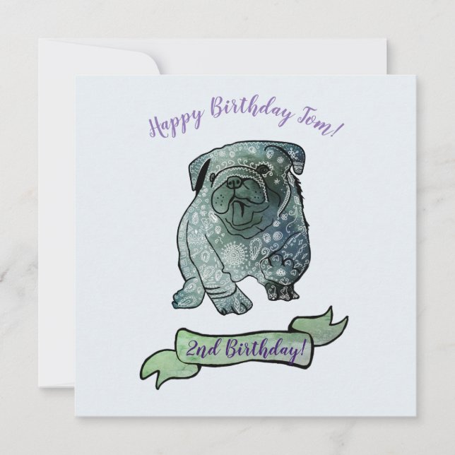 Mandala Dog Birthday Party French Bulldog Invitation (Front)