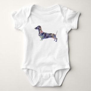 Mandala Dog Jersey Bodysuit, White Baby Bodysuit