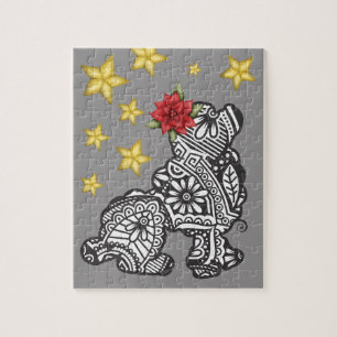 Mandala Dog with Stars Jigsaw Puzzle
