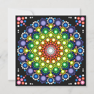 Mandala Dot Fractal Retro Hippie Trippy Dots Invitation