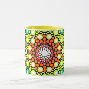 Mandala Dot Fractal Retro Hippie Trippy Dots Mug
