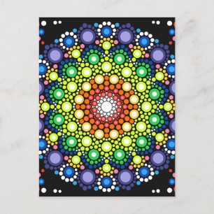 Mandala Dot Fractal Retro Hippie Trippy Dots Postcard