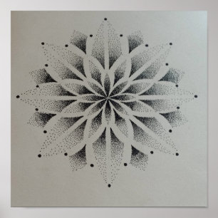 mandala dotwork modern black and white straw poster